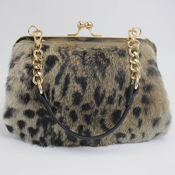 Neiman Marcus Elegant Jaguar Stripe Print Handbag - Picture 1 of 7